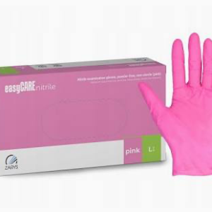 Rękawice nitrylowe easyCARE, karton 10 × 100 szt., różowe