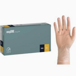 Rękawice winylowe bezpudrowe easyCARE Vinyl PF, karton 10 × 100 szt., transparentne